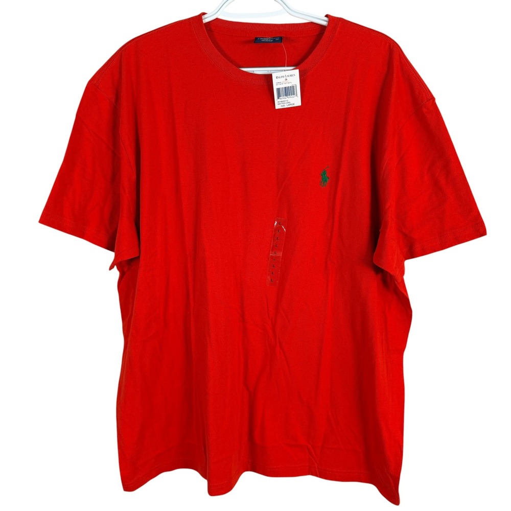 Polo Ralph Lauren T-Shirt Mens L Red Orange Crewneck Short Sleeve Pony NWT